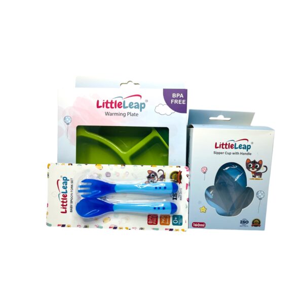 Little Leap Warming Plate+ Sipper Cup +Heat Sensing Spoon & Fork set