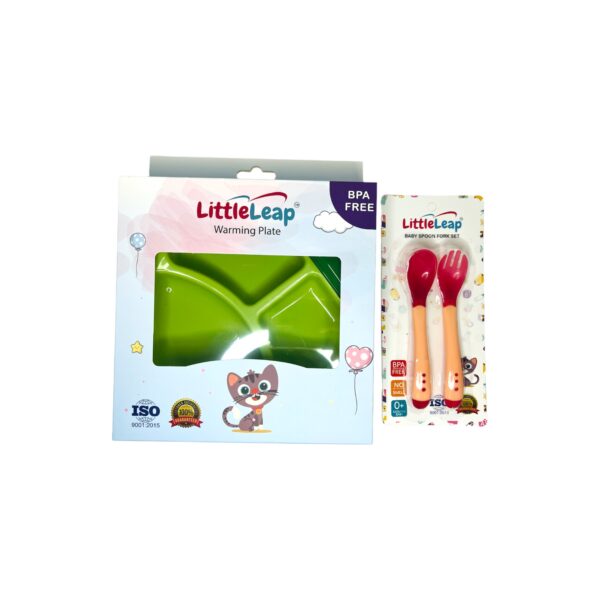 Little Leap Warming Plate+ Heat Sensing Spoon & Fork Set - Image 2